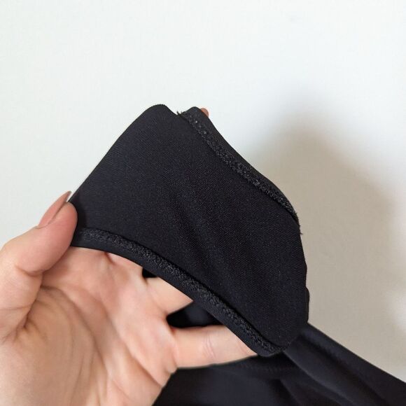 MOSCHINO Swim black embroidered white smiley face bandeau top bottoms bikini set - Picture 10 of 11